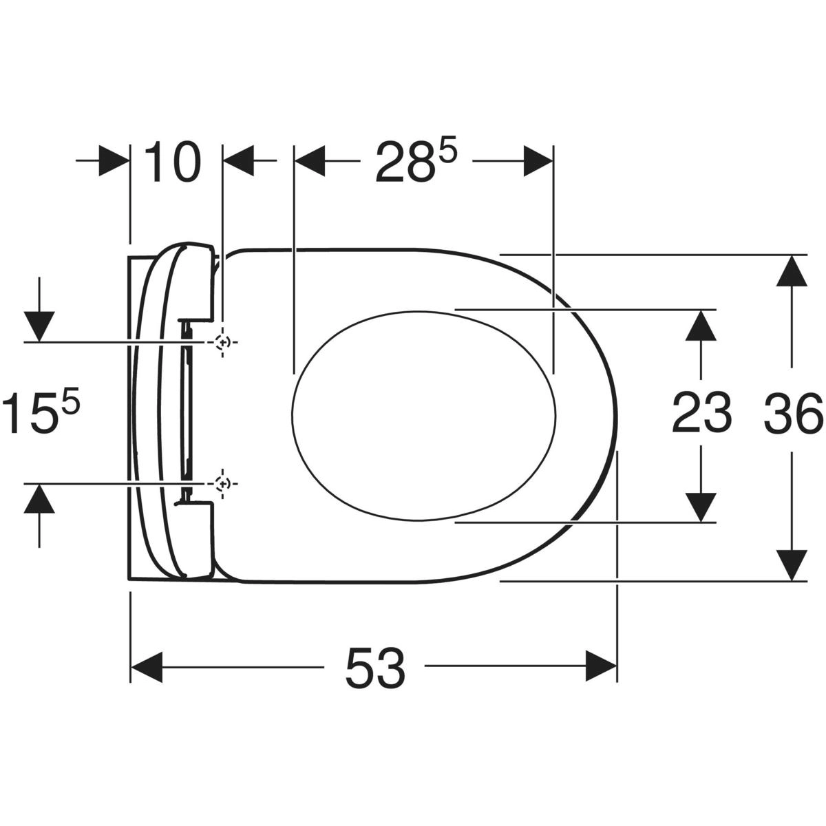 Pack cuvette suspendue Geberit Selnova rond avec abattant à abaissement standard antibactérien - vue 6