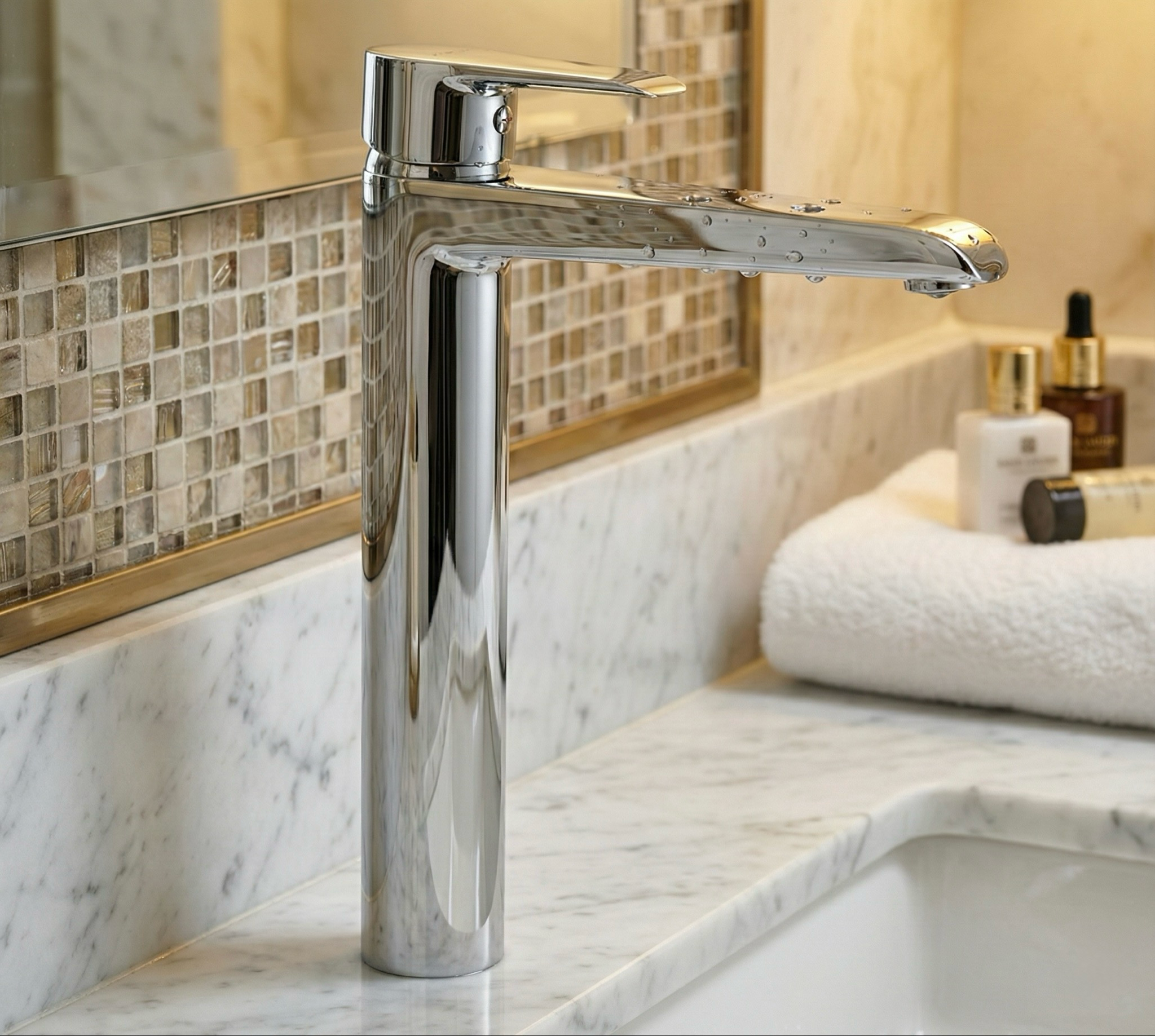 Mitigeur de lavabo rehaussé Deante Corio 253 sans bonde en chromé - vue 2