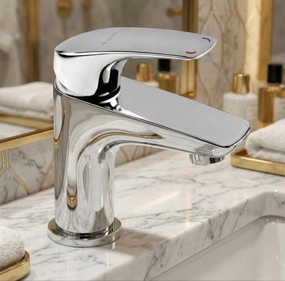 Mixer tap Deante Cynia 87 with click-clack waste in chrome