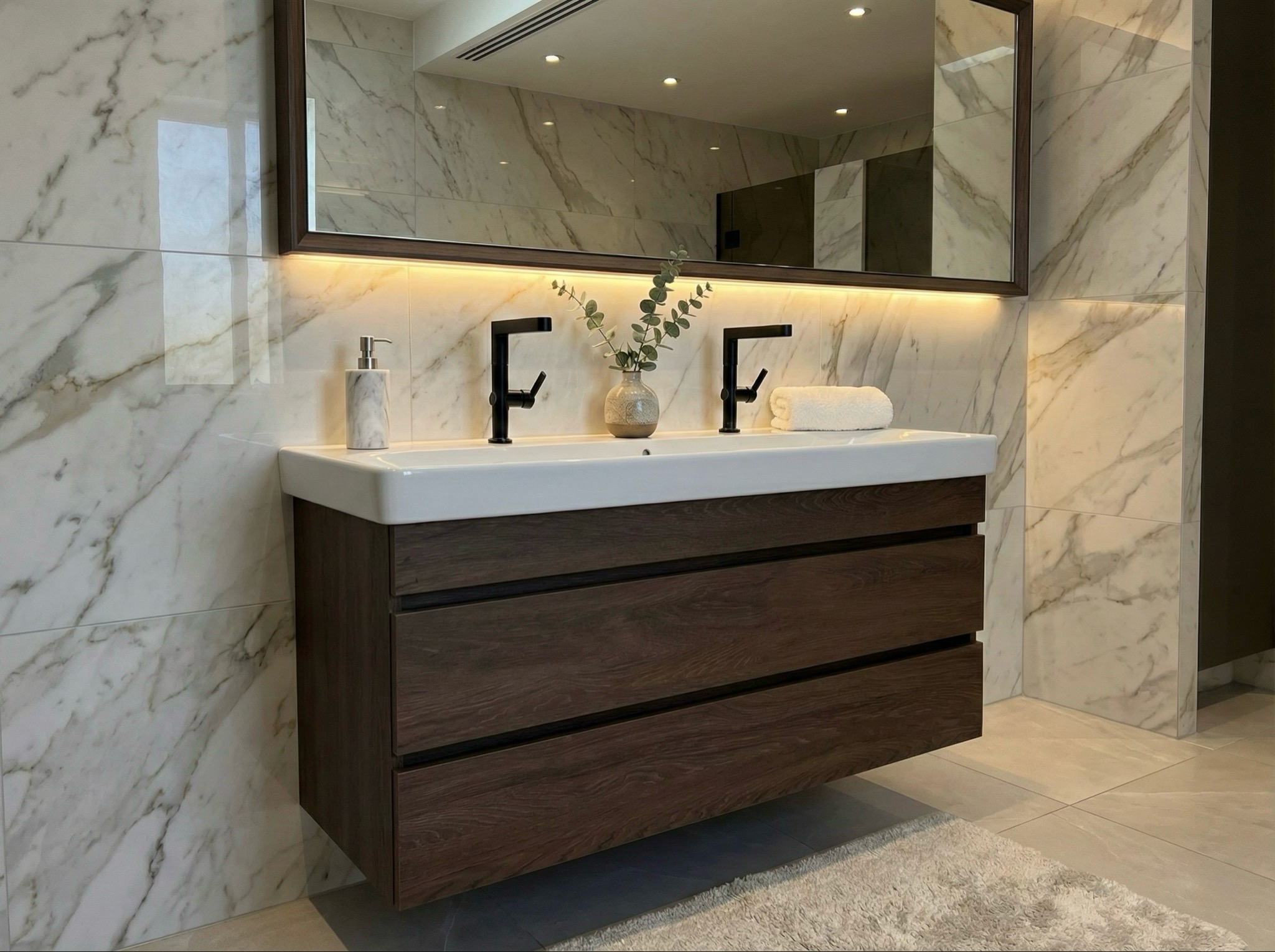 Meuble de salle de bains à deux tiroirs pour lavabo Geberit Smyle 120 cm (sans vasque) - vue 3