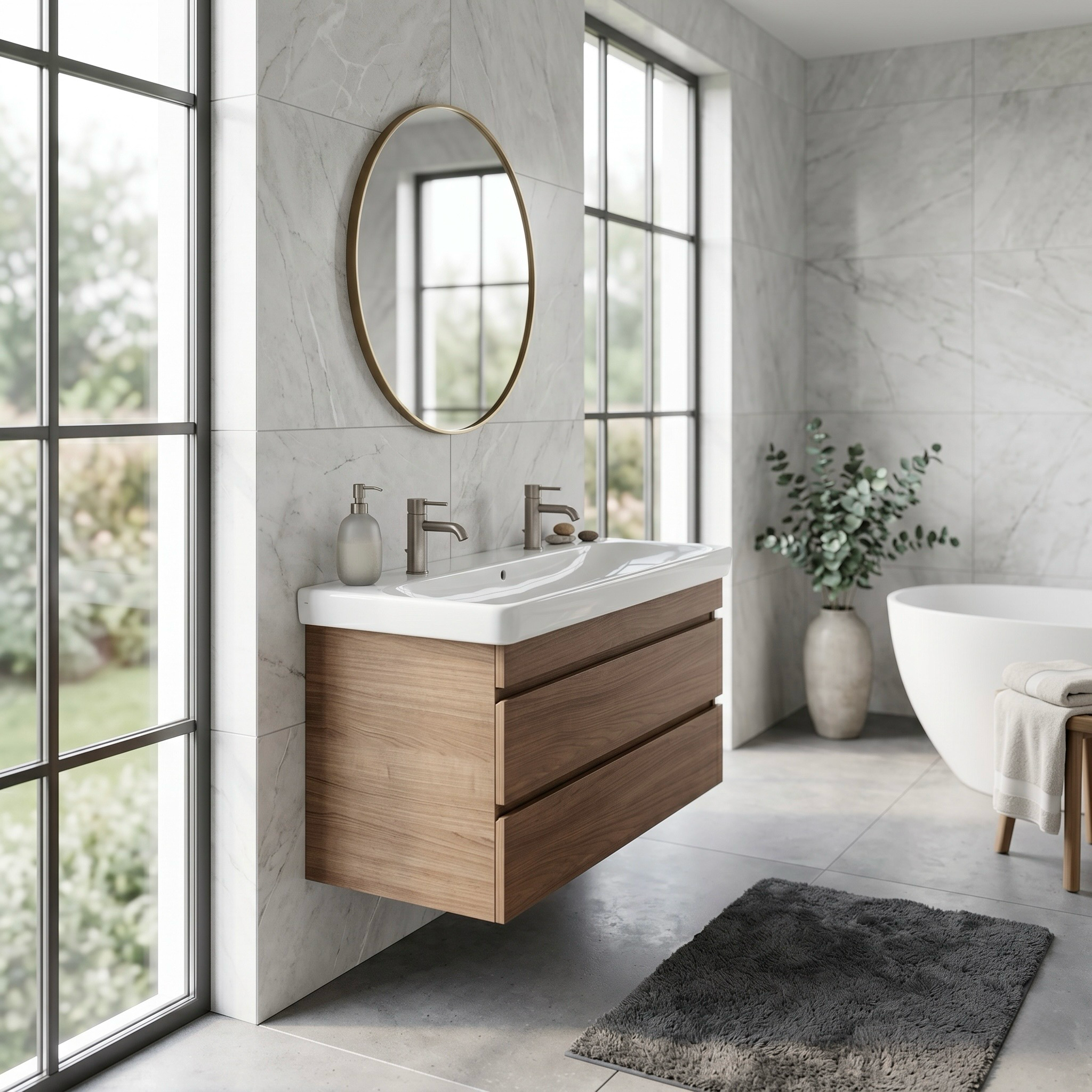 Meuble de salle de bains à deux tiroirs pour lavabo Geberit Smyle 120 cm (sans vasque) - vue 2