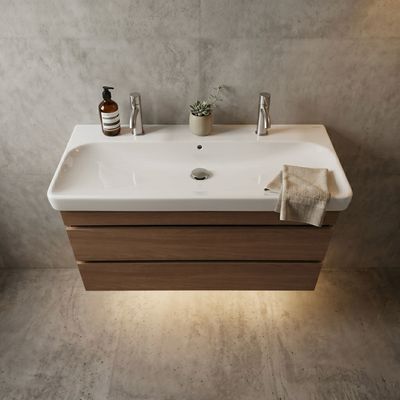 Meuble de salle de bains à deux tiroirs pour lavabo Geberit Smyle 120 cm (sans vasque)