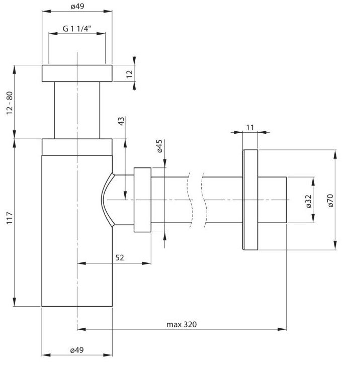 Siphon de lavabo Deante rond en PVD laiton brossé — vue 4