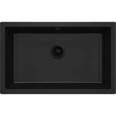 Deante Corda Undermount Kitchen Sink Single Bowl Granite 80 x 50 cm in Black with Manual Drainage