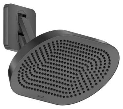 Douche de tête AXOR ShowerSphere 370 2 jets EcoSmart avec bras de douche orientable en noir chromé brossé