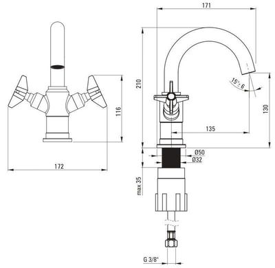 Deante Temisto 141 Chrome Basin Mixer Without Waste