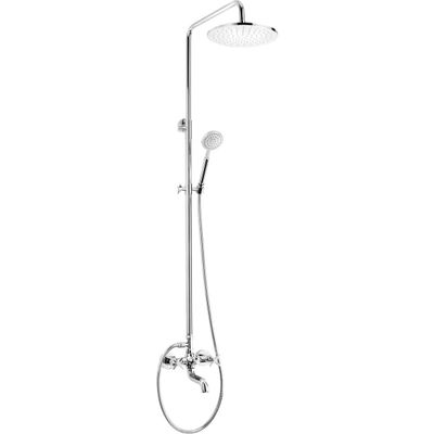 Colonne de douche chromée Deante Temisto 250 avec douchette et pommeau de douche effet pluie.