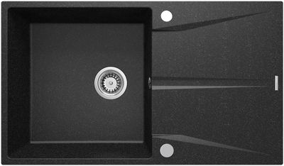 Deante Corio Graphite Single Bowl Granite Kitchen Sink 86 x 50 cm with Space-Saving Telescopic Drain