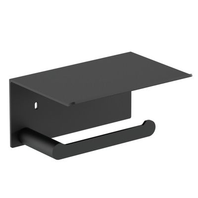 Nofer Niza Toilet Roll Holder with Matte Black Support Surface Nofer Niza Toilet Roll Holder with Matte Black Support Surface