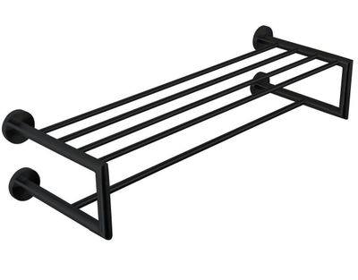 Nofer Niza matte black towel rack tray with lower bar Nofer Niza matte black towel rack tray with lower bar