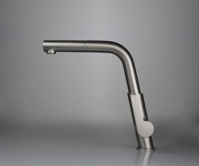Deante Silia Kitchen Mixer Tap with Pull-Out Titanium Showerhead