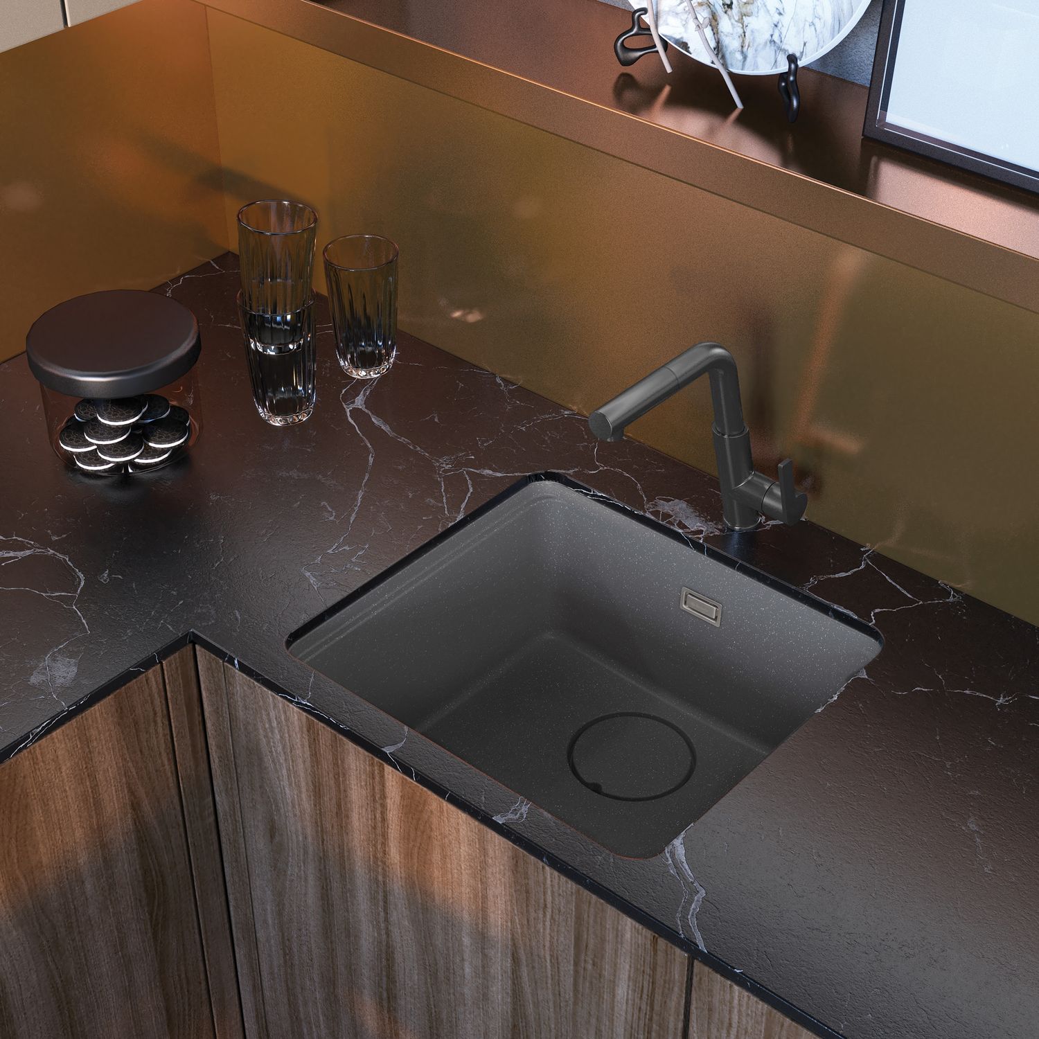 Mitigeur de cuisine Deante Silia avec douchette extractible en titane — vue 5