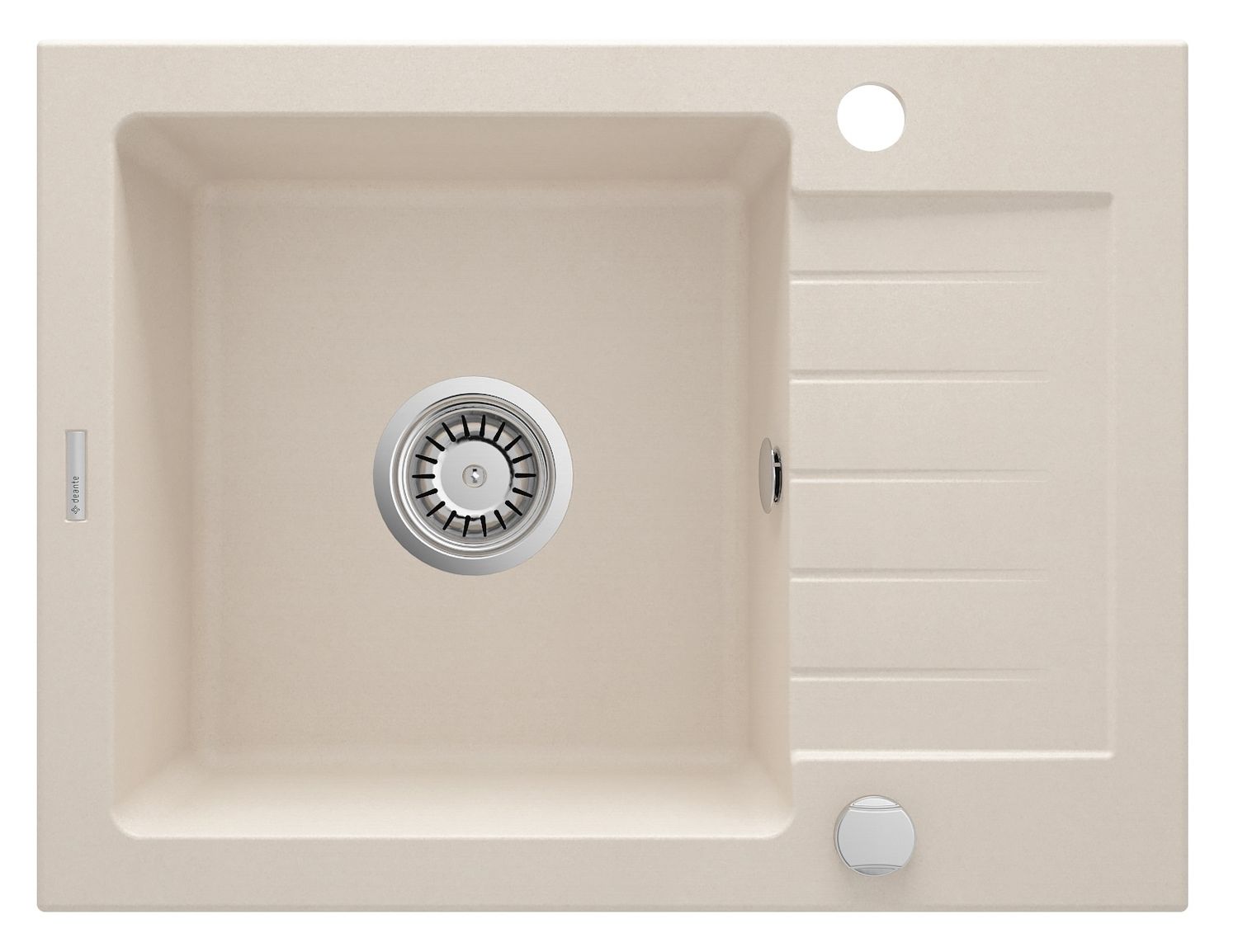 Deante Zorba Single Basin Built-in Granite Kitchen Sink 58 x 44 cm in Beige with Space-saving Telescopic Drain