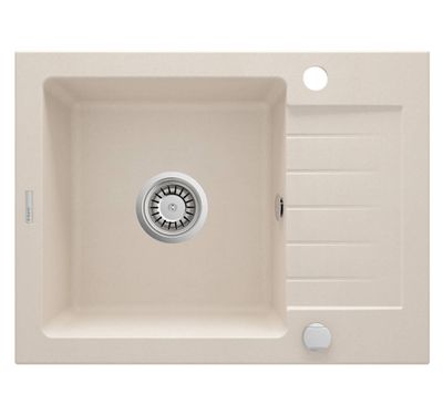 Deante Zorba Single Basin Built-in Granite Kitchen Sink 58 x 44 cm in Beige with Space-saving Telescopic Drain