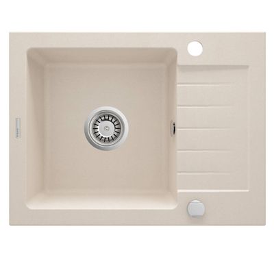 Deante Zorba Single Basin Built-in Granite Kitchen Sink 58 x 44 cm in Beige with Space-saving Telescopic Drain