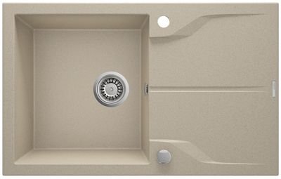 Deante Andante 78 x 49 cm Single Bowl Granite Undermount Kitchen Sink, Sandblasted Finish with Space-Saving Telescopic Drain