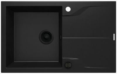 Deante Andante Flush Single Bowl Granite Undermount Kitchen Sink 78 x 49 cm Matte Black with Space-Saving Telescopic Drain