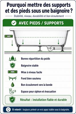 Adjustable Supports and Feet for Bathtubs