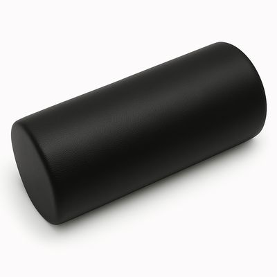 Appui-tête ergonomique noir, cylindrique, surface texturée, 32 cm de long, en polyuréthane, soutien confortable.