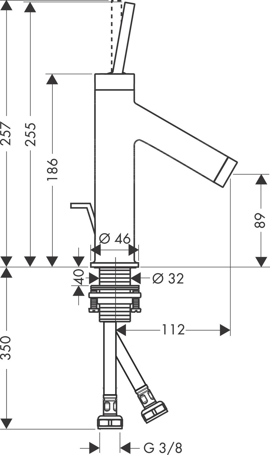 AXOR Starck 90 Basin Mixer with Pull Rod and Waste Set