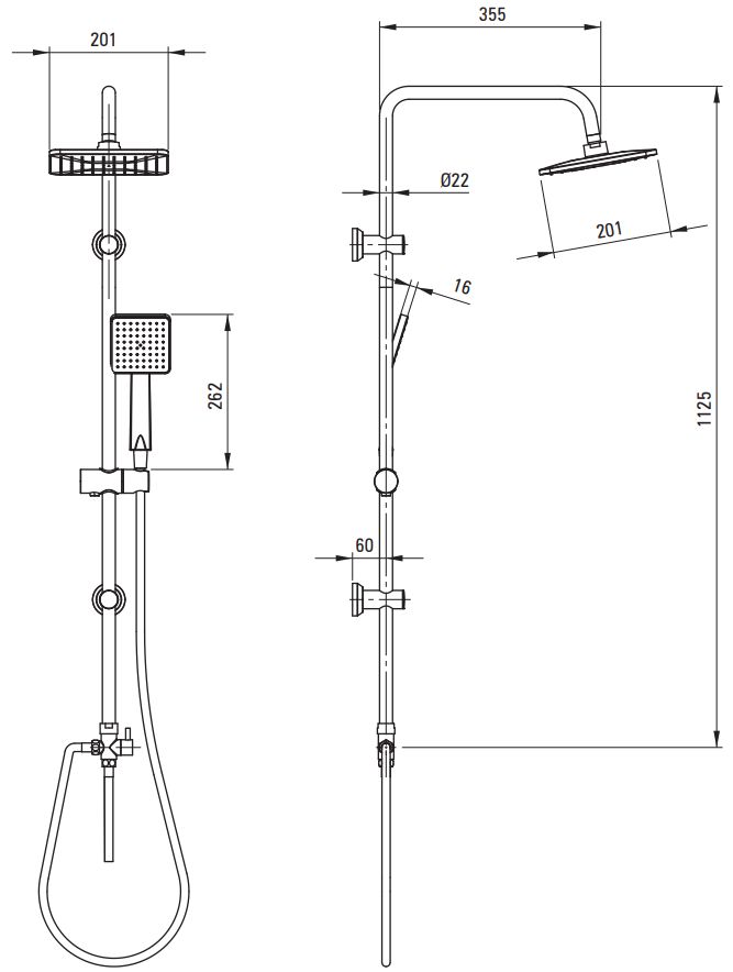 Colonne de douche Deante Jasmin 200 avec mitigeur de bain / douche en noir mat — vue 4