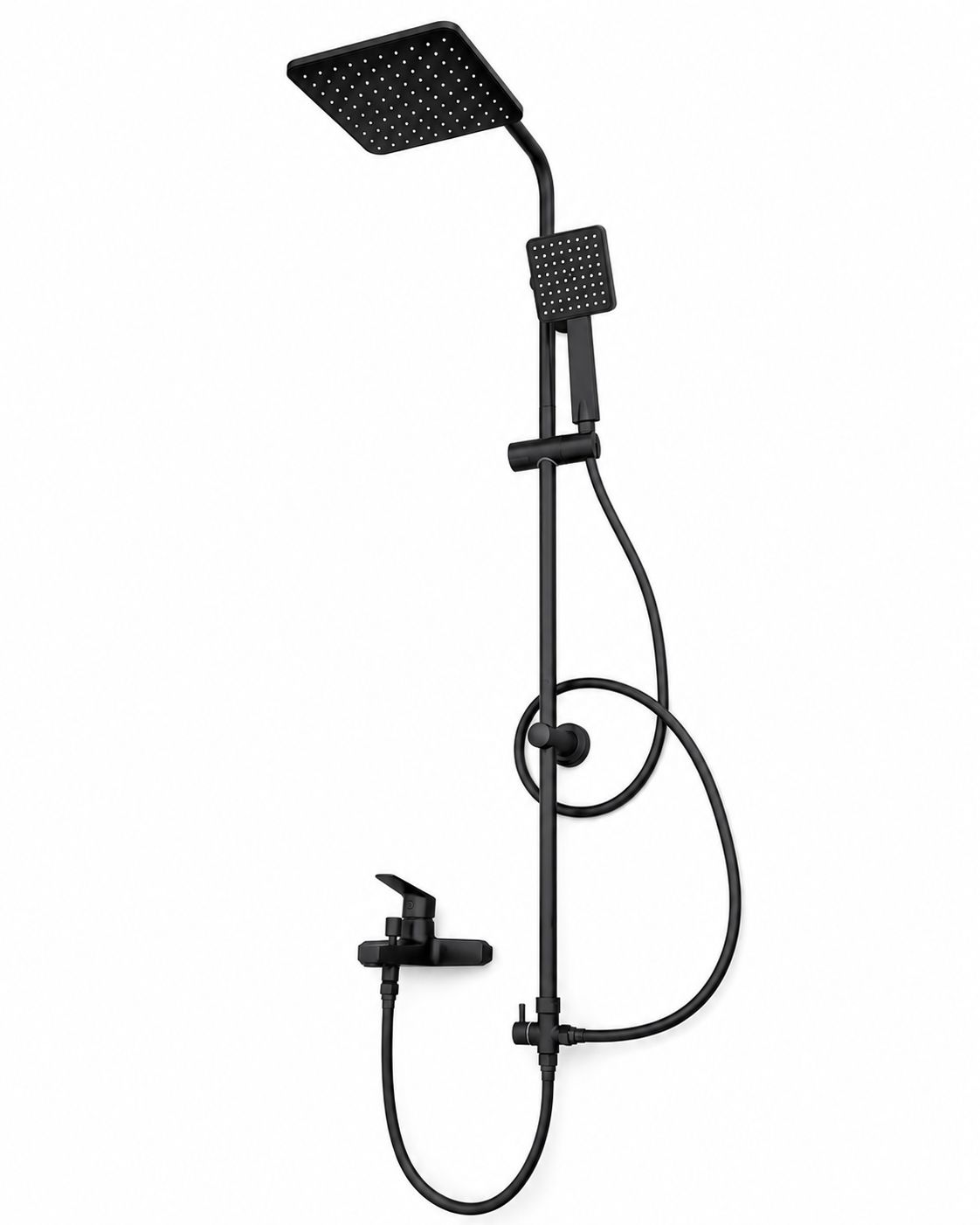 Deante Boro 200 Shower Column with Bath/Shower Mixer in Matte Black