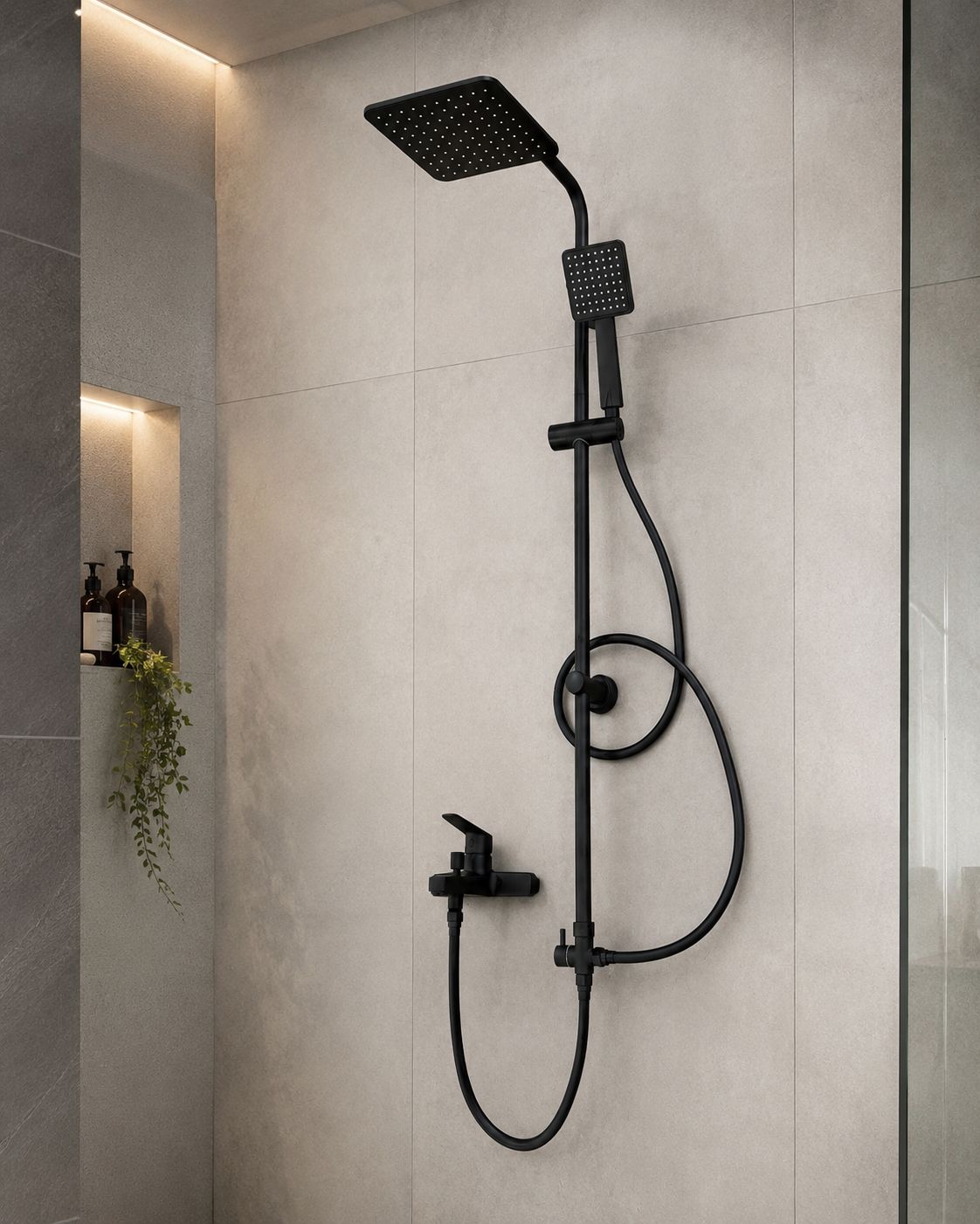 Colonne de douche Deante Jasmin 200 avec mitigeur de bain / douche en noir mat