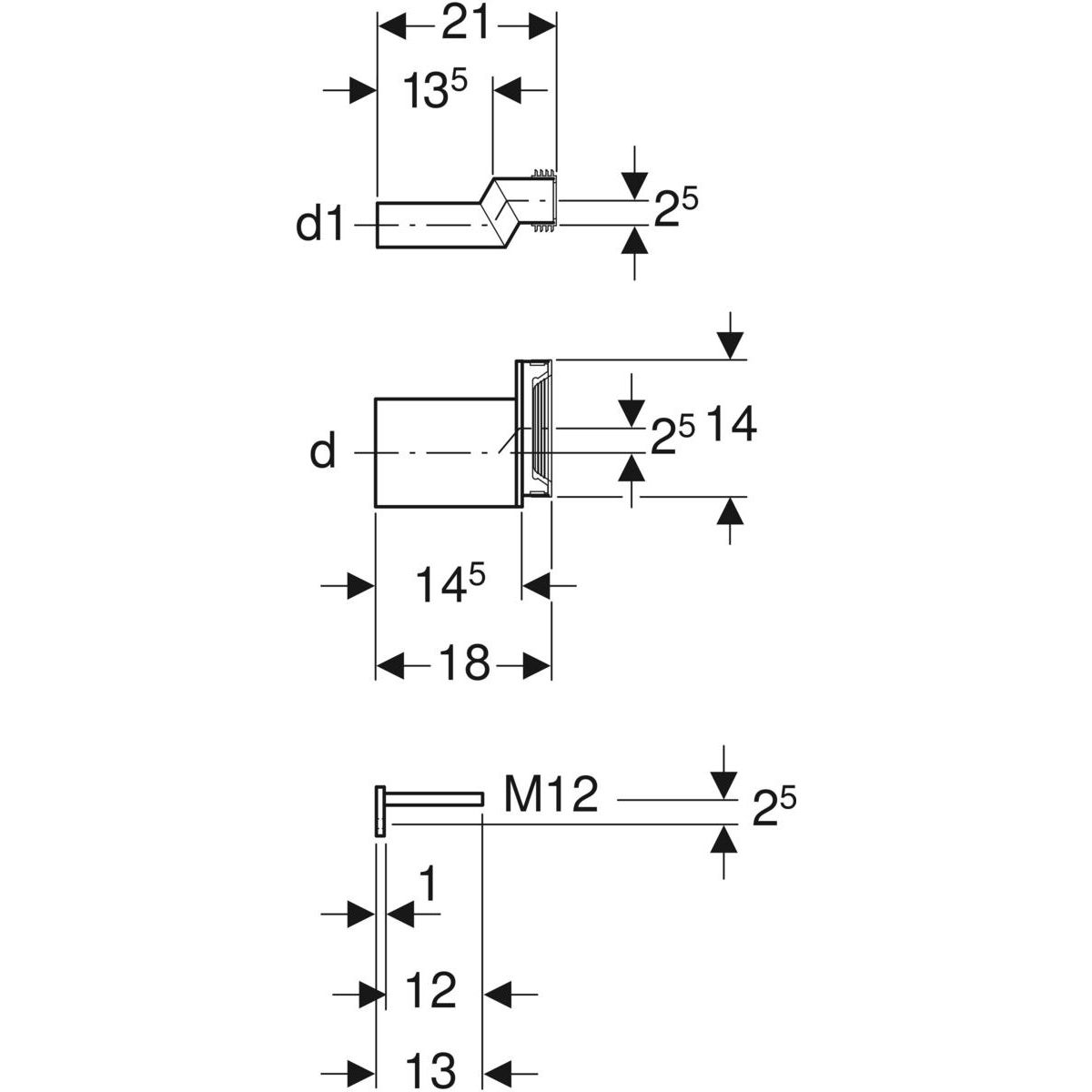 Kit de raccordement excentré 2,5 cm Geberit pour WC suspendu, avec matériel de fixation — vue 4