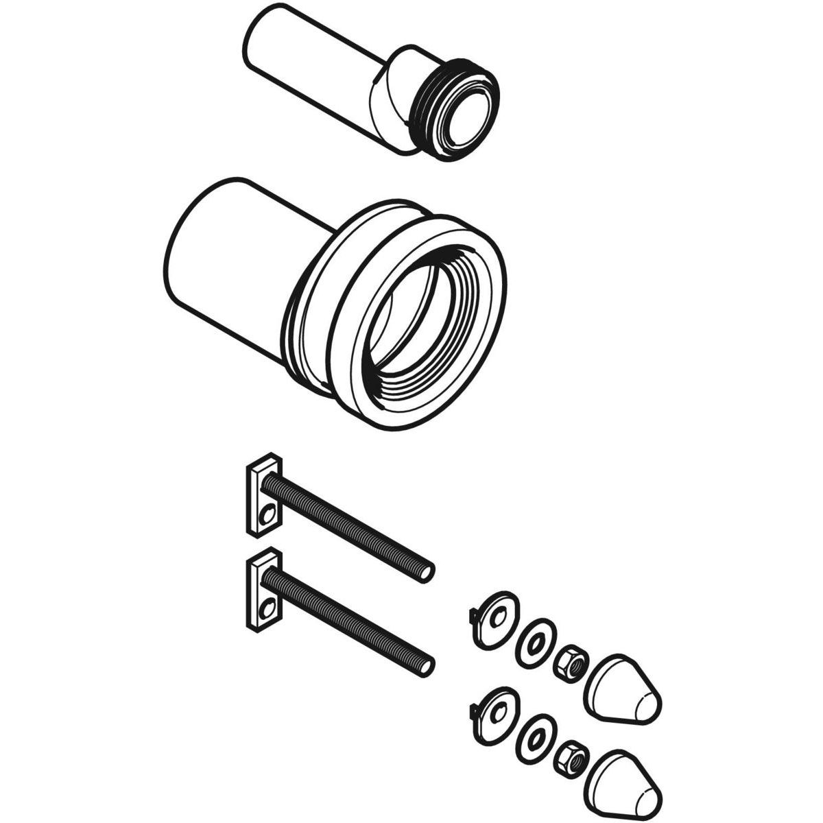 Kit de raccordement excentré 2,5 cm Geberit pour WC suspendu, avec matériel de fixation — vue 3