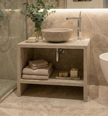 Console Odyssée en marbre Kedhel gris 80 x 50 cm avec étagère