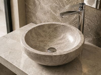 Babel Sculpted Marble Countertop Bowl 40 cm Diameter Kedhel Gray