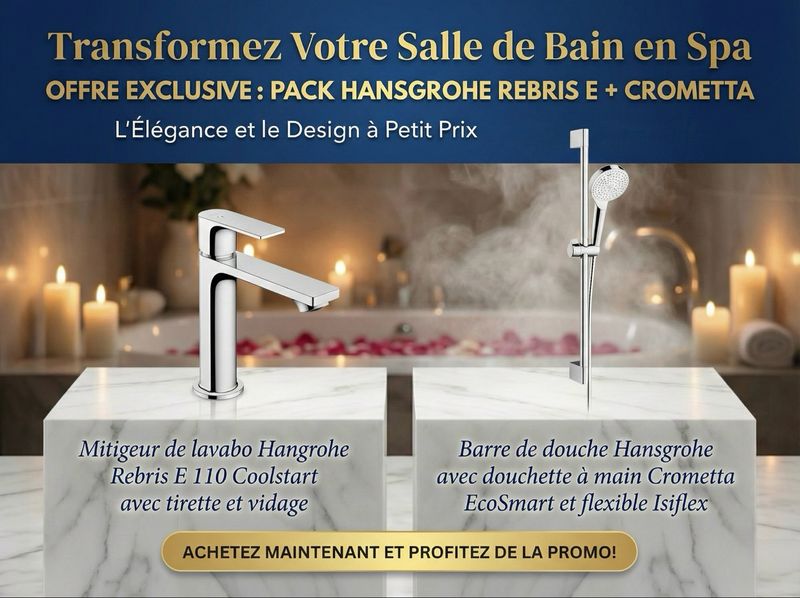 PACK Hansgrohe Rebris E 110 et barre de douche Crometta — PACK-REBRISE-CROM