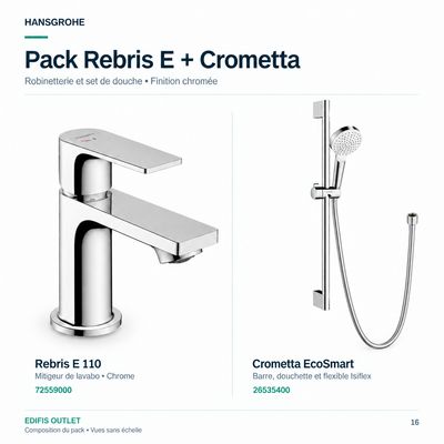 PACK 08: Hansgrohe Rebris E 110 et barre de douche Crometta