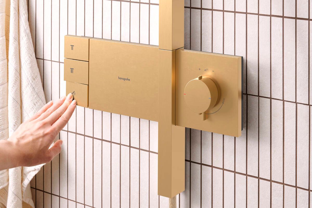 Hansgrohe Raindance Alive S 300 Showerpipe Column with ShowerSelect Comfort Thermostatic Mixer in Brushed Bronze
