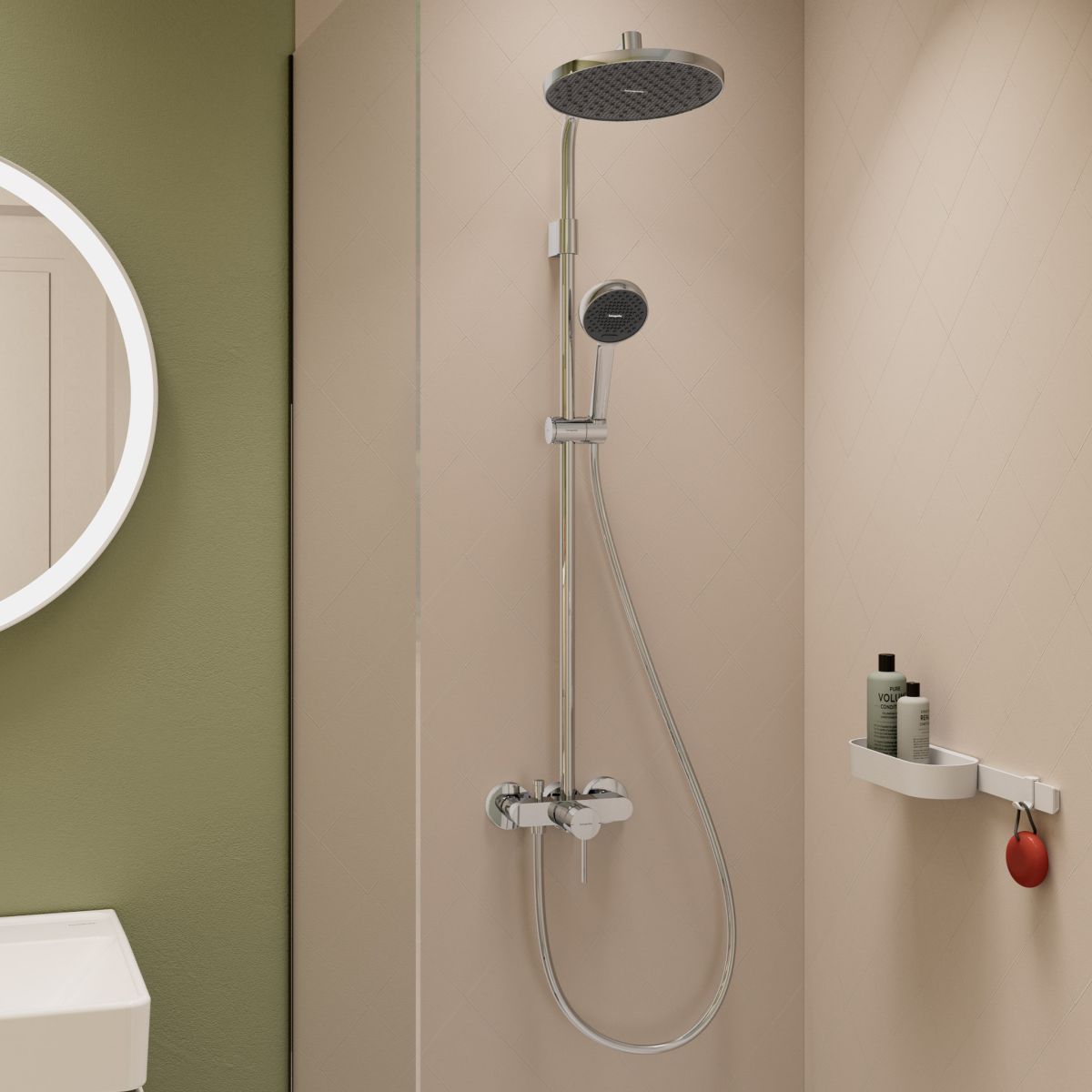 Colonne de douche Showerpipe Hansgrohe Activera S 240 1 jet avec mitigeur EcoSmart - vue 2