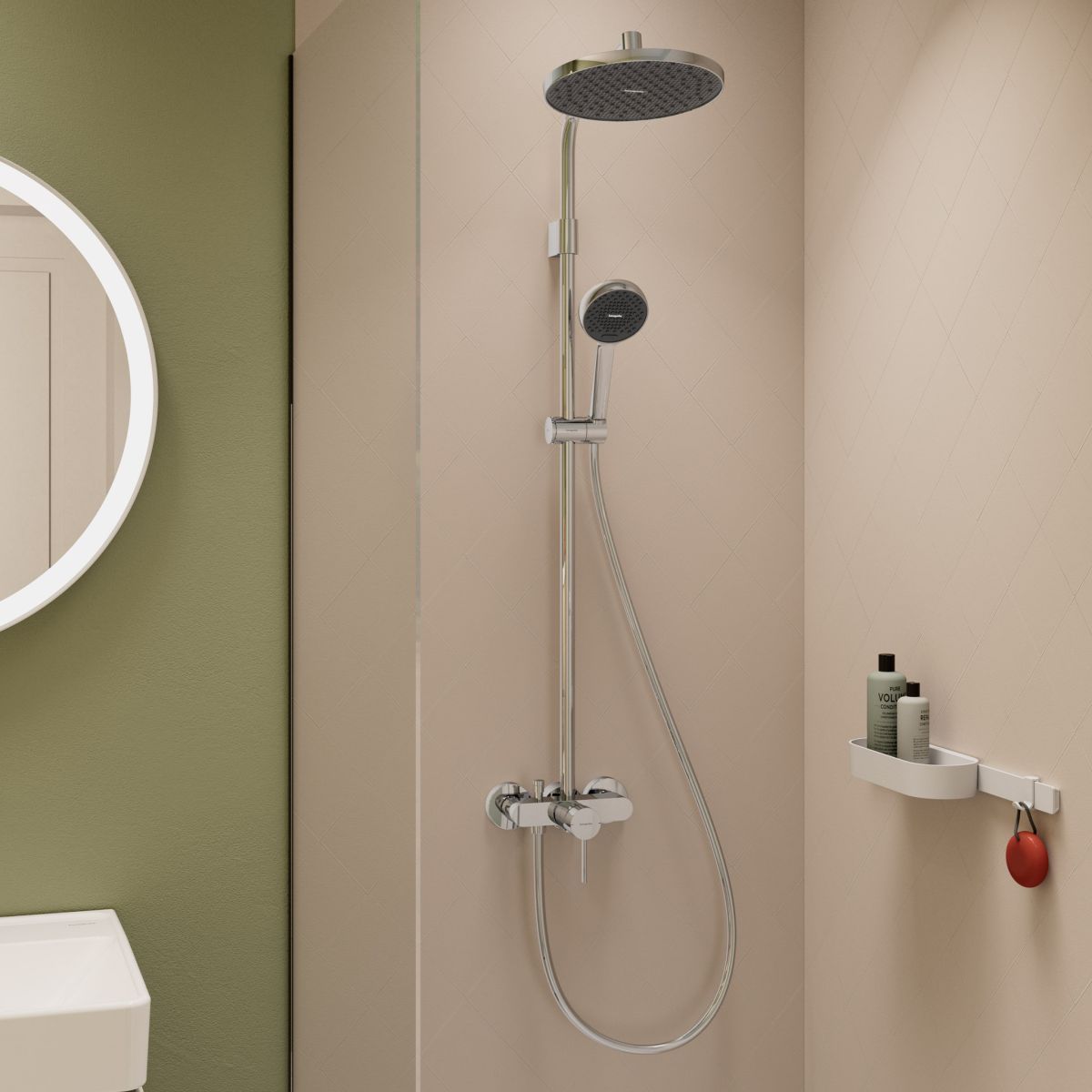 Shower Column Showerpipe Hansgrohe Activera S 240 1 Jet with EcoSmart Mixer