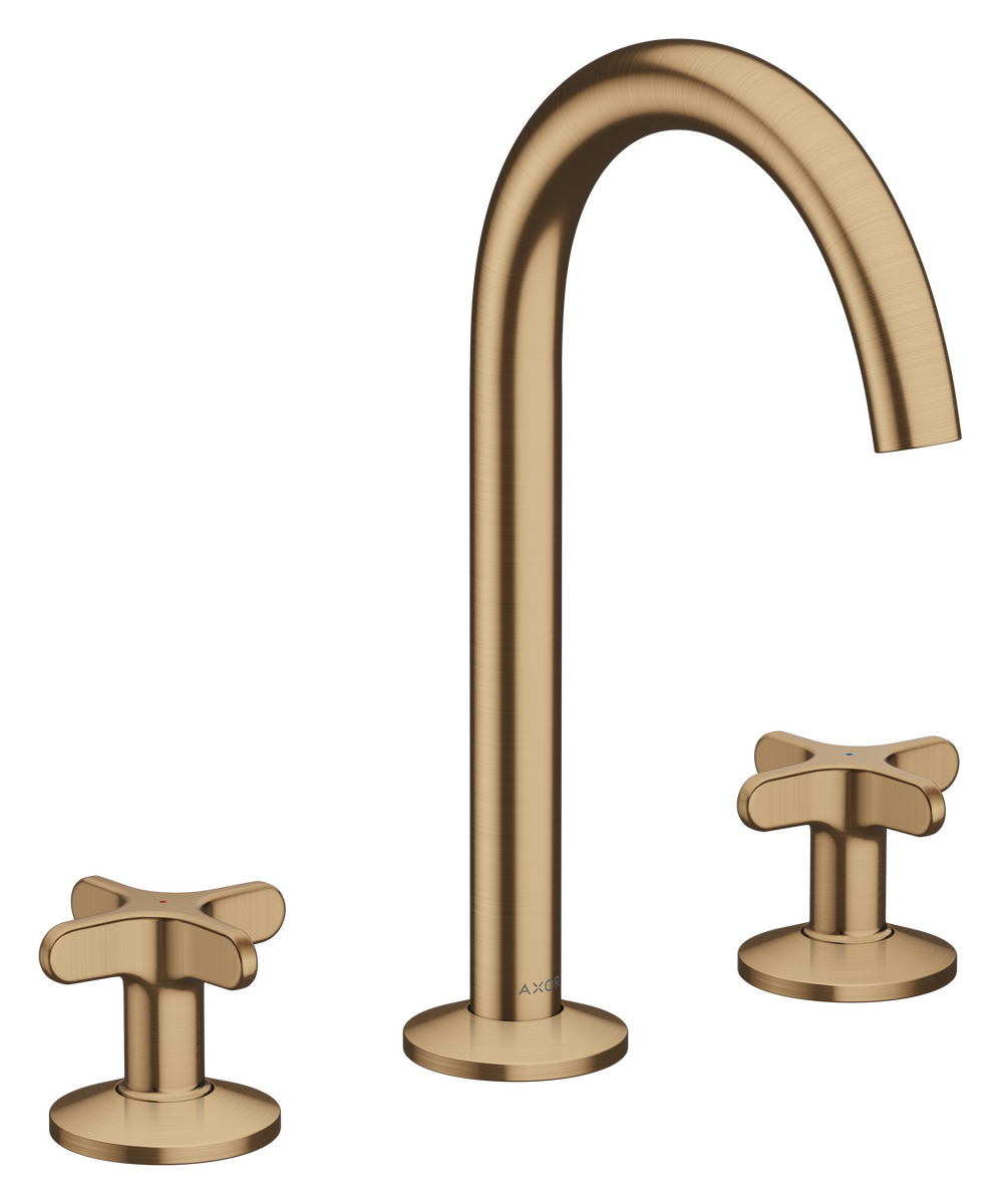 Axor One 170 Raised 3-Hole Basin Mixer with Cross Handles in Brushed Bronze