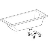 Baignoire rectangulaire Geberit Supero 170x75cm avec pieds, article sanitaire en acrylique blanc de forme rectangulaire.