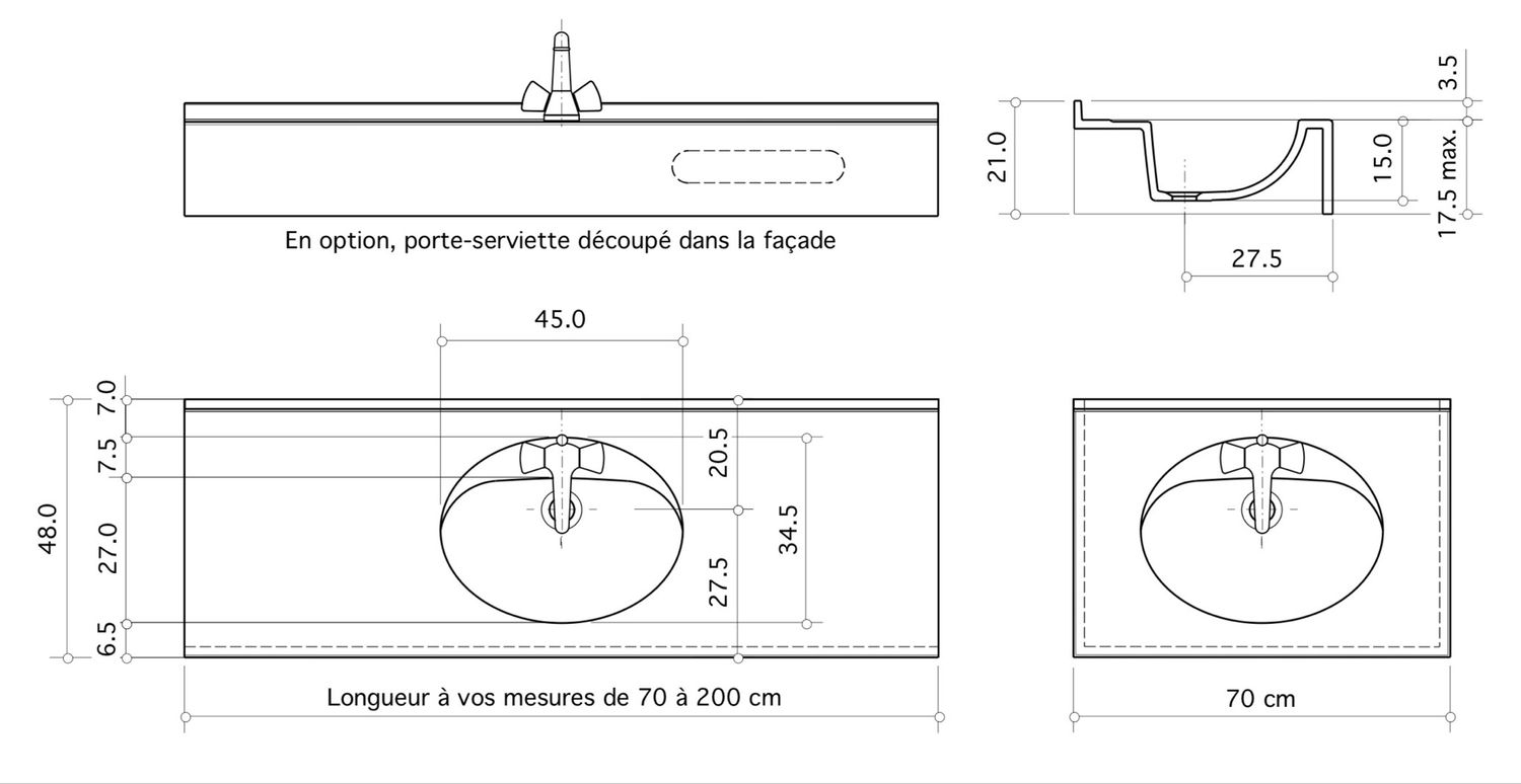Vanity top Atoll 120 cm — Product view 6