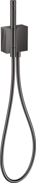 Axor Edge Fixfit Porter Diamond Cut Connection Elbow with Hand Shower Tube, 2 Spray Modes, and Polished Black Chrome Shower Hose