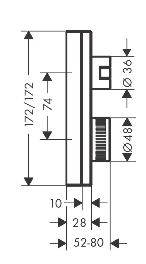 Set de finition pour mitigeur thermostatique encastré AXOR Edge coupe diamant en noir chromé poli — vue 2