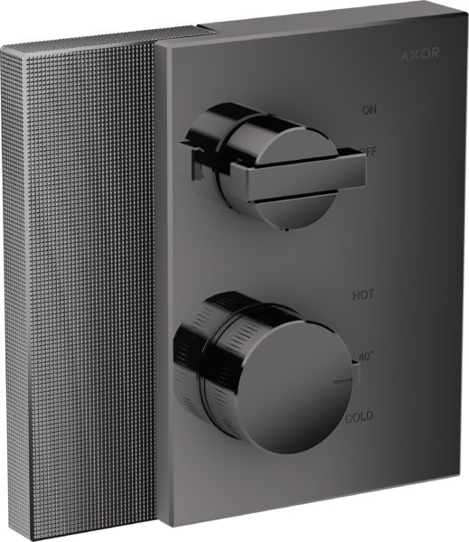 Finish set for AXOR Edge concealed thermostatic mixer with diamond cut in polished black chrome