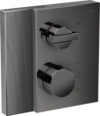 Finish set for AXOR Edge concealed thermostatic mixer with diamond cut in polished black chrome