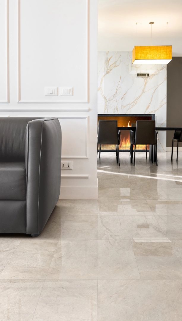 Tagina Pietra d’Orvieto Beige Glossy Porcelain Stoneware 60 x 120 cm, Rectified