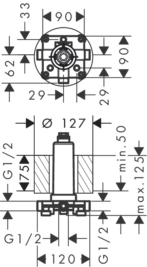 Corps d'encastrement pour douche de tête au plafond AXOR ShowerSolutions - vue 2