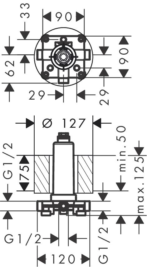 Flush-mounted body for ceiling-mounted shower head AXOR ShowerSolutions