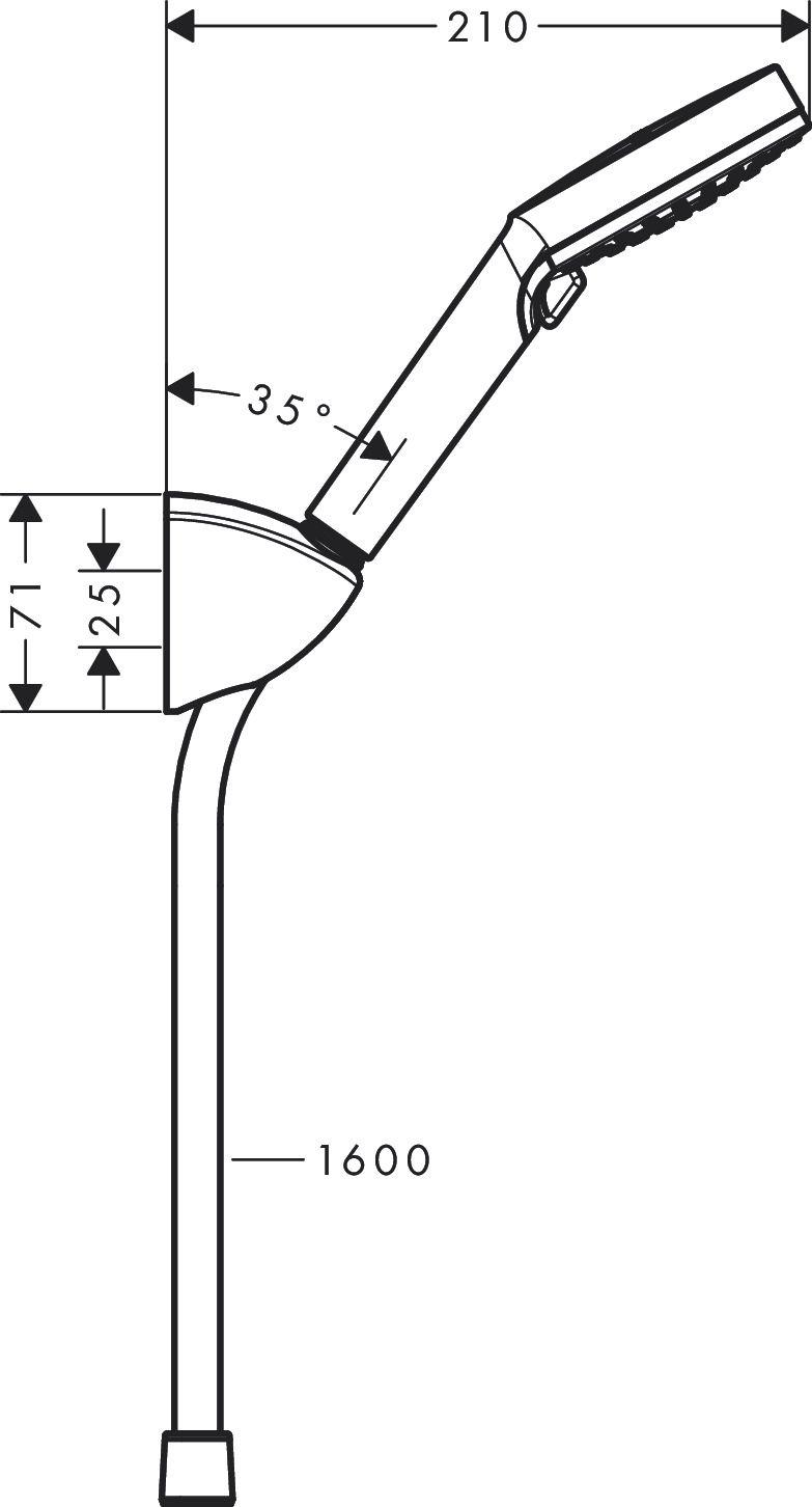 Hansgrohe Wall Support with Vernis Blend 100 Hand Shower 2 Spray Vario EcoSmart and Hose