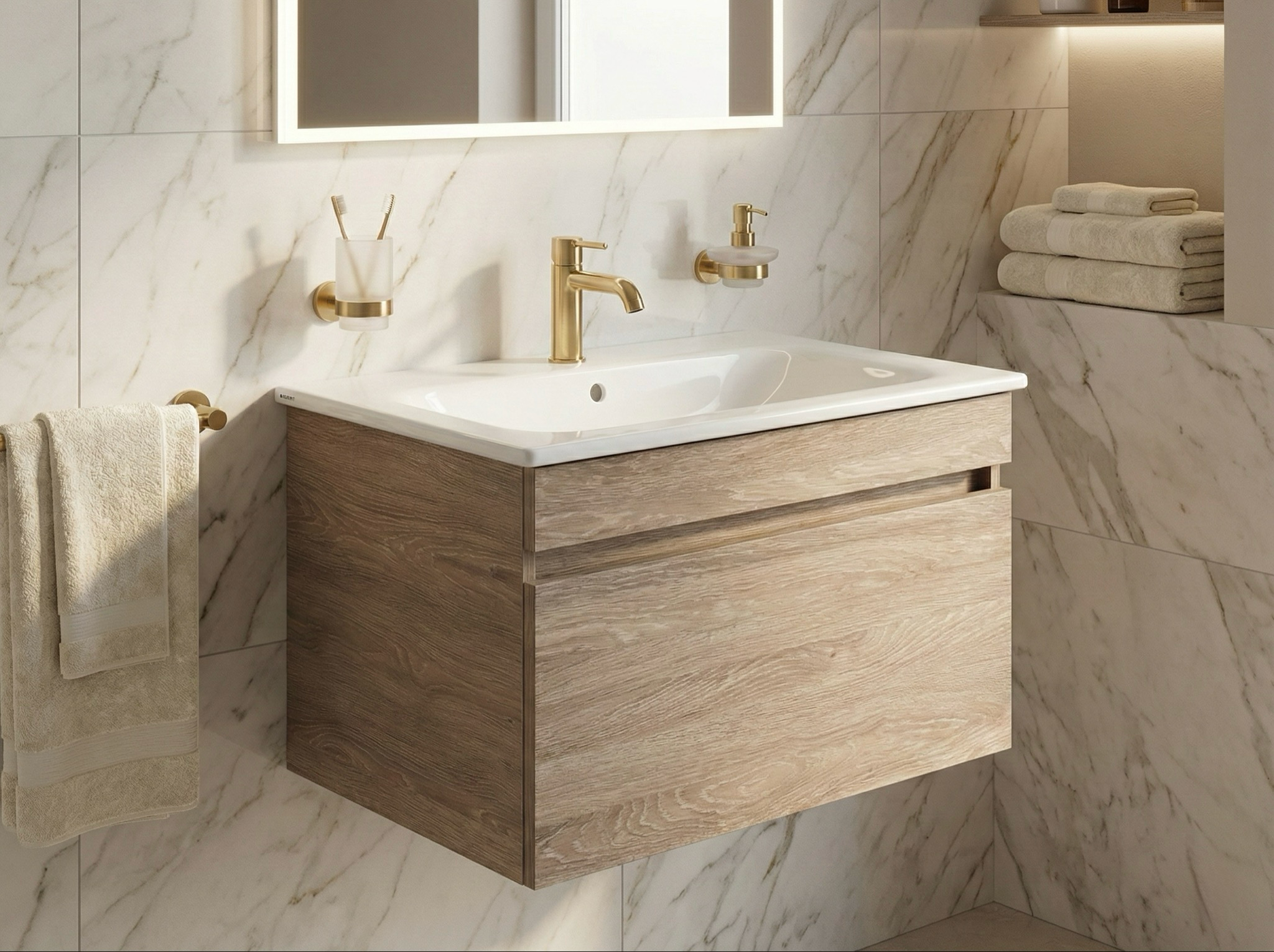 Meuble de salle de bains à un tiroir pour lavabo Geberit Selnova Square 60 cm (sans vasque) - vue 5