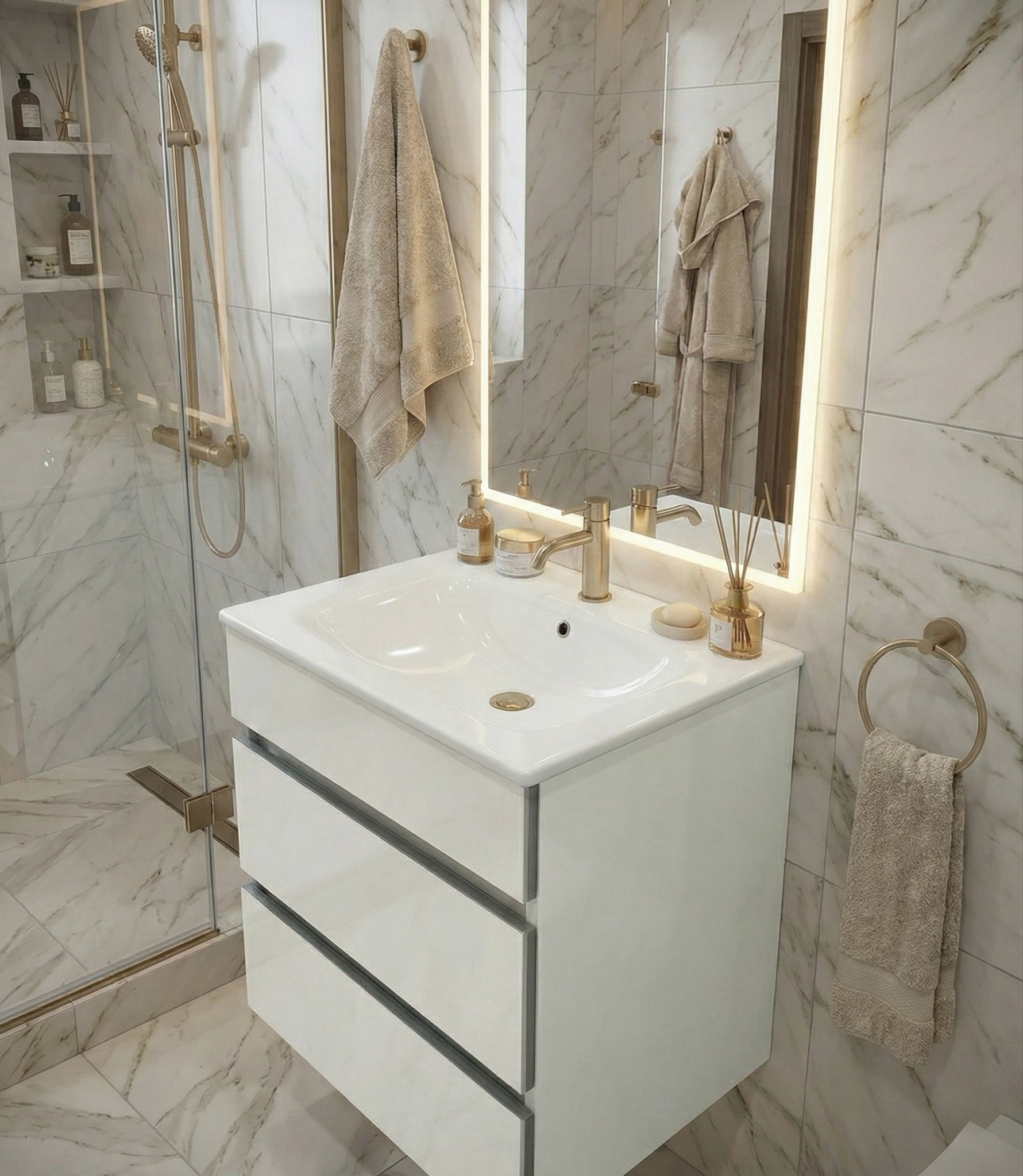 Meuble de salle de bains à deux tiroirs pour lavabo Geberit Selnova Square 55 cm (sans vasque) - vue 2
