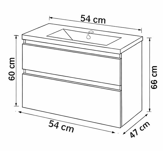 Meuble de salle de bains à deux tiroirs pour lavabo Geberit Selnova Square 55 cm (sans vasque) - vue 5